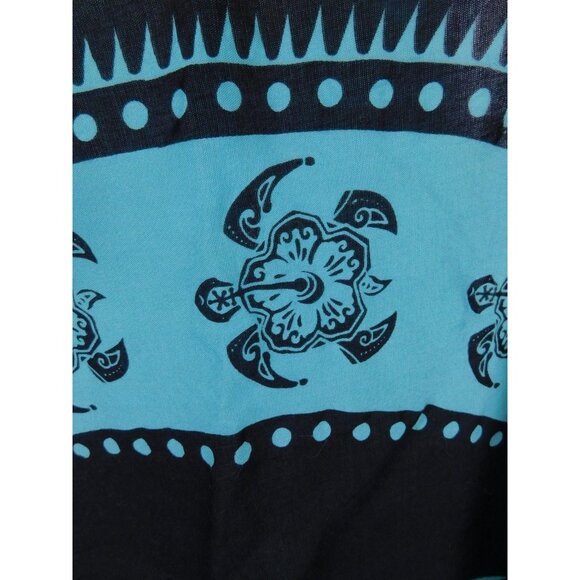 Maya Pareos Sarong Womens One Size Turquoise Black Sea Turtle Beach Rayon Fringe - Picture 2 of 11